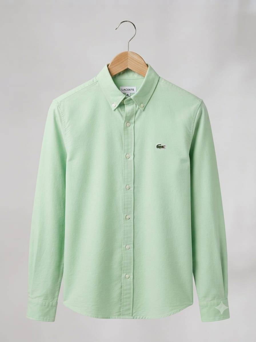Lacoste mint green regular fit cotton twill shirt for men
