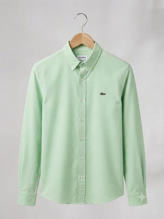 Lacoste mint green regular fit cotton twill shirt for men
