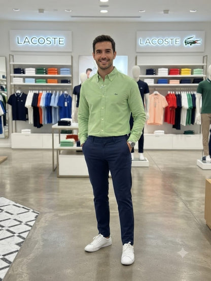 Premium Lacoste Mint green embroidered logo cotton shirt
