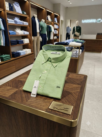 Men's Lacoste Mint green casual cotton twill shirt
