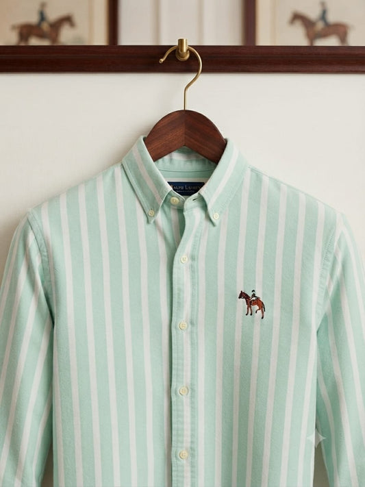 Ralph Lauren mint green regular fit cotton twill shirt for men
