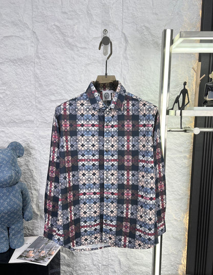 Chrome Hearts red printed regular fit shirt for men with imported logo buttons
