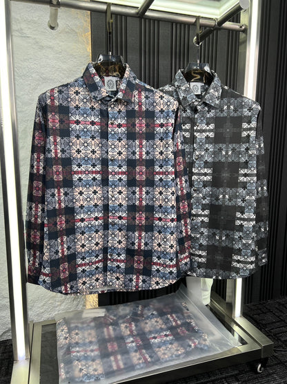 Chrome Hearts men's luxury streetwear shirts in red and black crafted from imported heavy fabric
