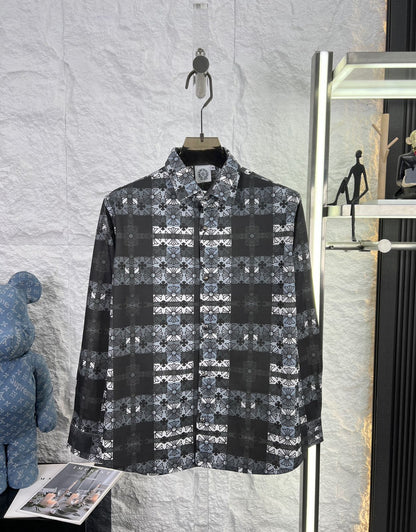 Chrome Hearts black printed regular fit shirt for men with imported logo buttons
