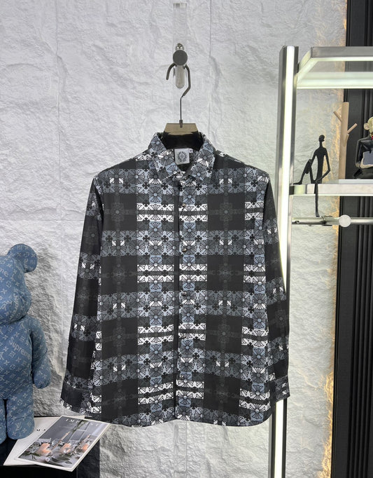 Chrome Hearts black printed regular fit shirt for men with imported logo buttons
