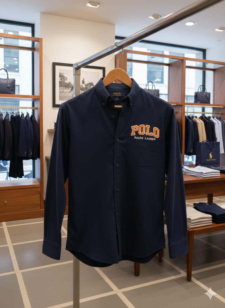 Ralph Lauren navy regular fit cotton shirt for men
