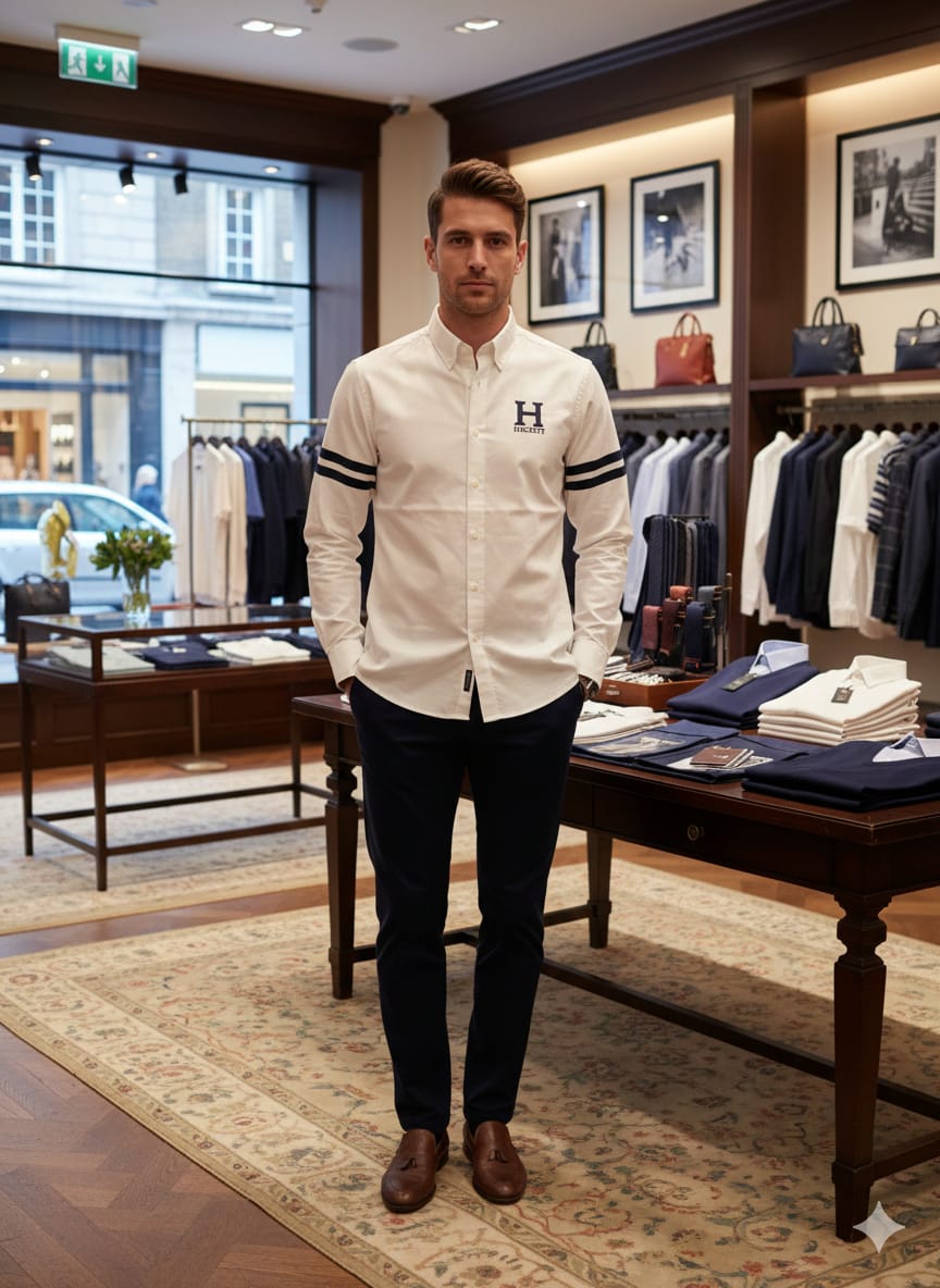 Hackett London white premium shirt for office wear and smart casual styling