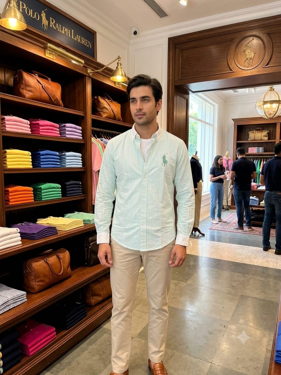 Ralph Lauren mint green Oxford cotton regular fit shirt for men
