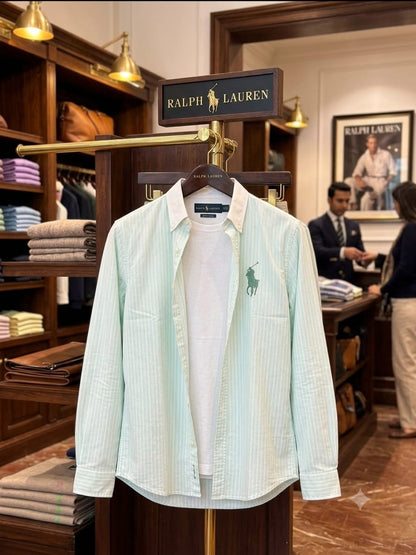 Ralph Lauren mint green premium Oxford cotton shirt with embroidered logo
