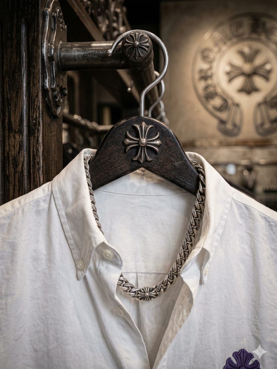 Chrome Hearts white Oxford cotton regular fit shirt for men
