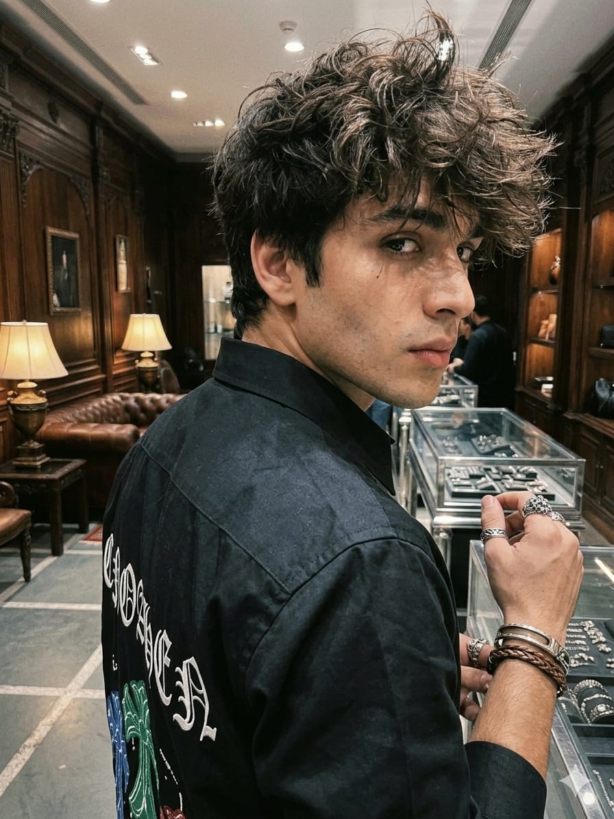 Men's Chrome Hearts black designer Oxford cotton shirt
