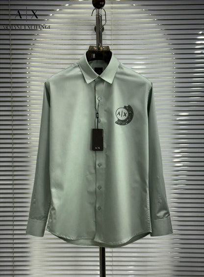 Armani Exchange green Giza cotton regular fit shirt for men
