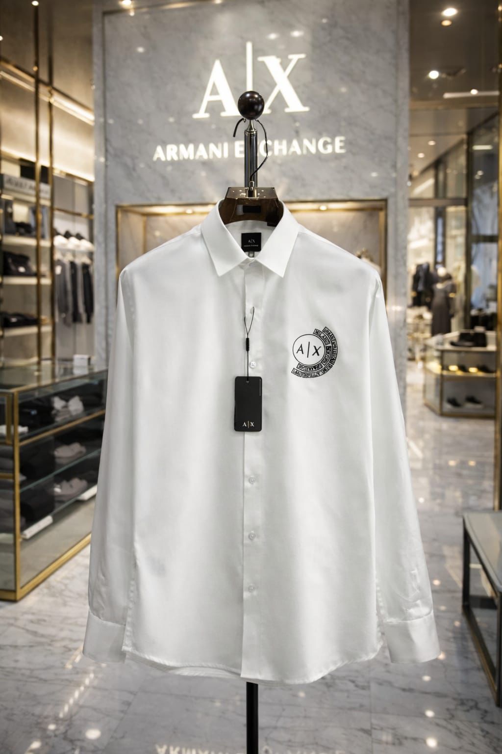Armani Exchange white Giza cotton regular fit shirt for men
