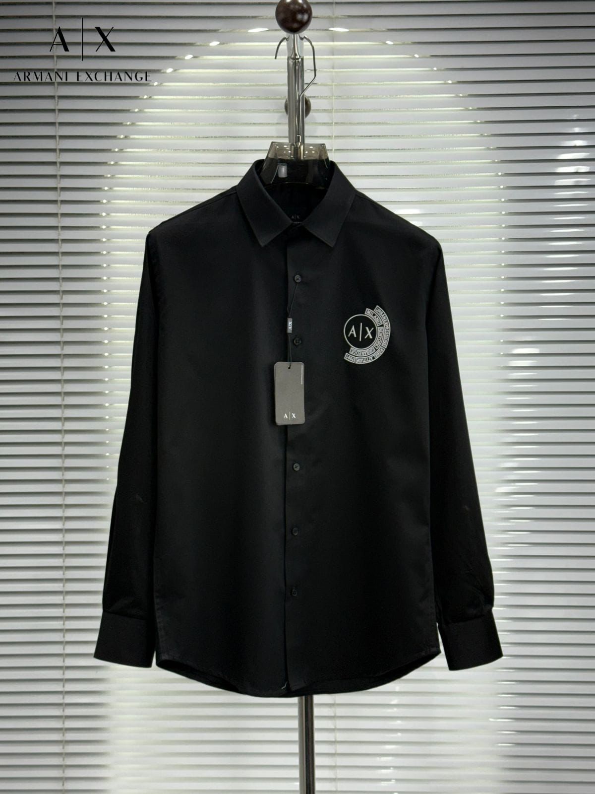 Armani Exchange black Giza cotton regular fit shirt for men