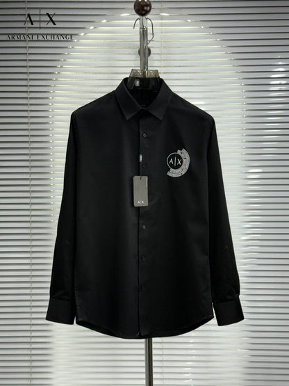 Armani Exchange black Giza cotton regular fit shirt for men