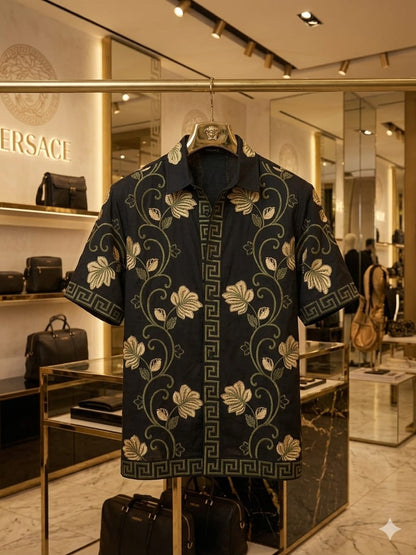Men's Versace black designer shirt with premium thread work
