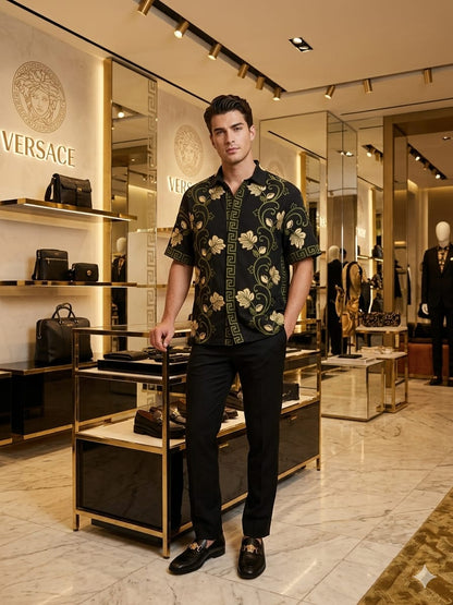 Versace black luxury casual shirt for office and business casual styling