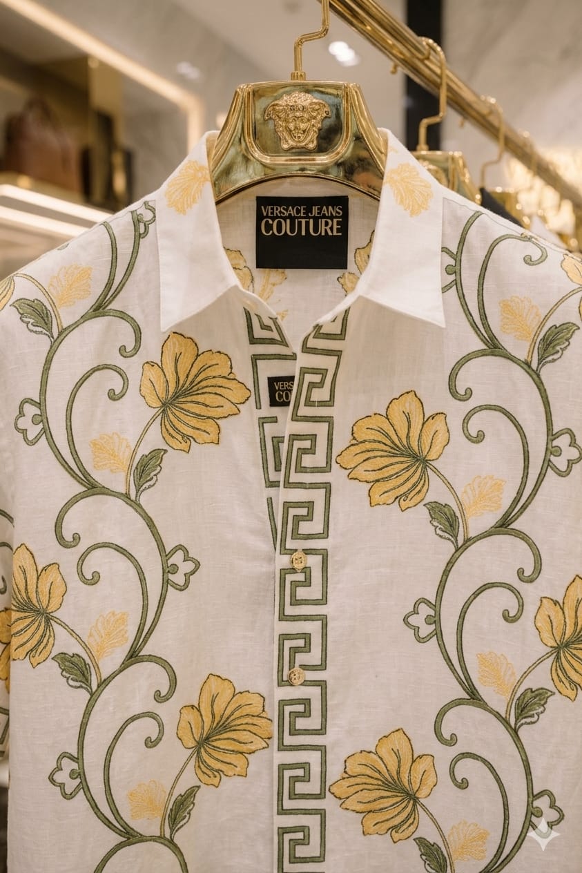 Men's Versace white designer shirt with premium thread work
