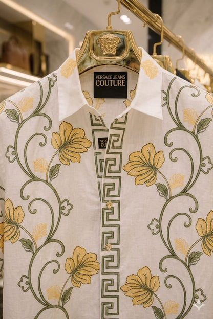 Men's Versace white designer shirt with premium thread work
