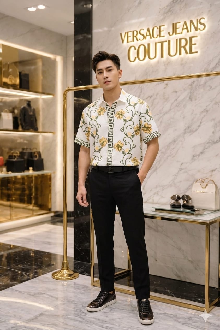 Premium Versace white regular fit Italian cotton shirt

