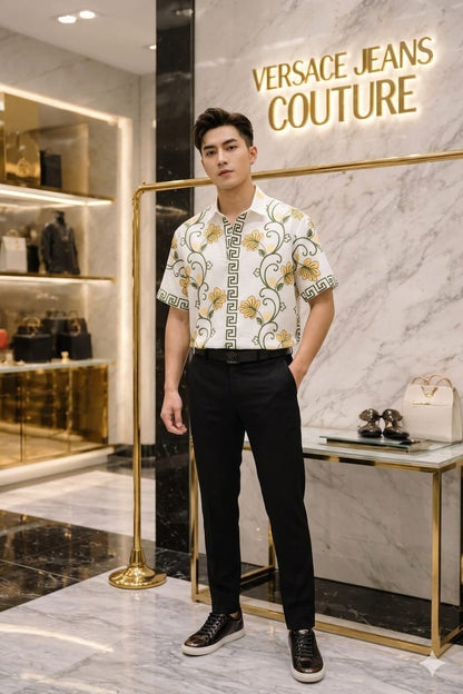 Premium Versace white regular fit Italian cotton shirt
