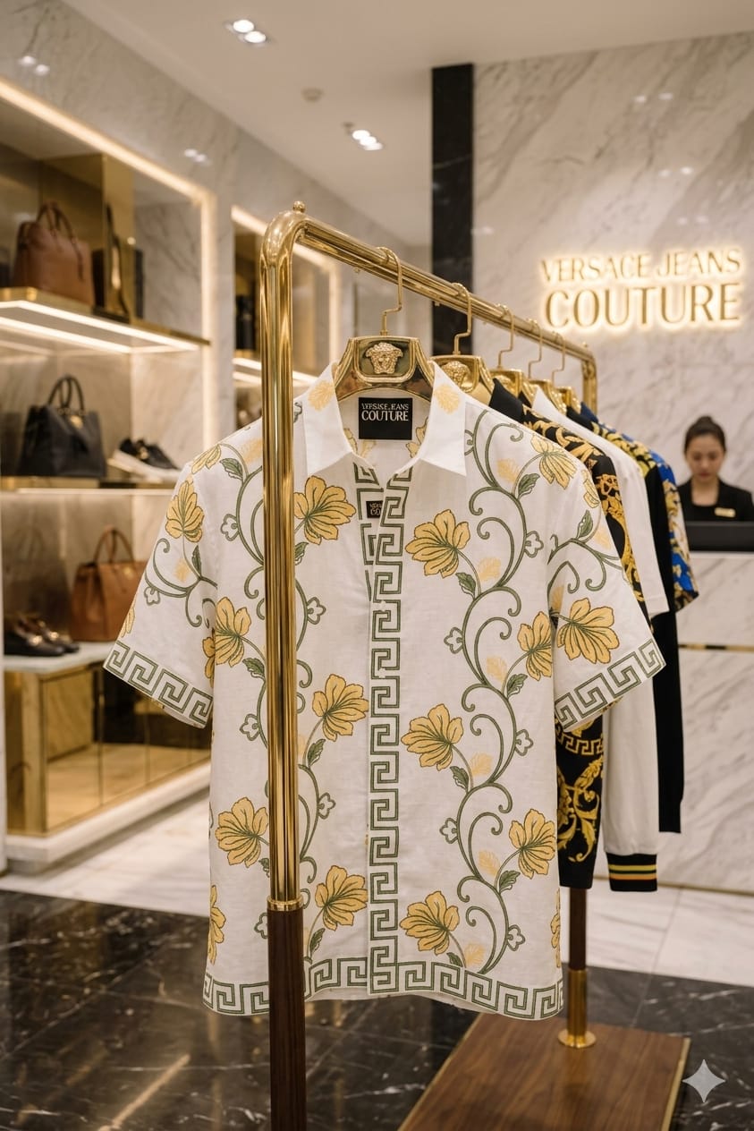 Versace white luxury casual shirt for office and smart casual wear