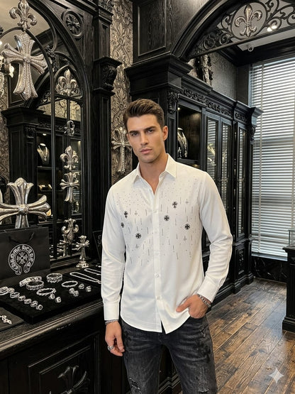 Premium Chrome Hearts white regular fit casual shirt
