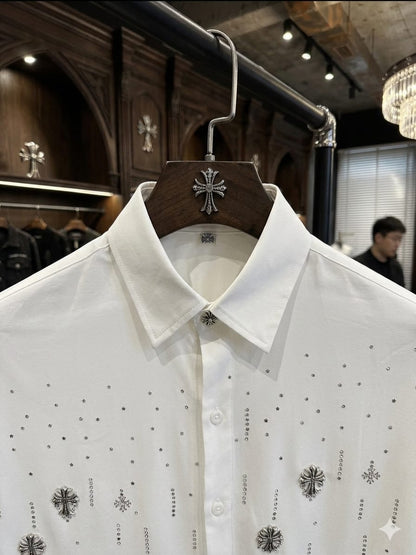 Chrome Hearts white premium Japanese fabric shirt for men
