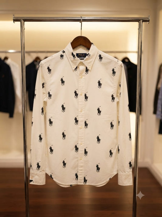 Ralph Lauren beige cotton regular fit shirt for men

