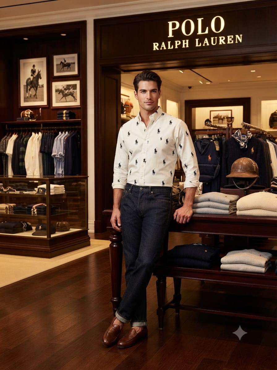 Ralph Lauren beige premium cotton shirt for office wear and smart casual styling
