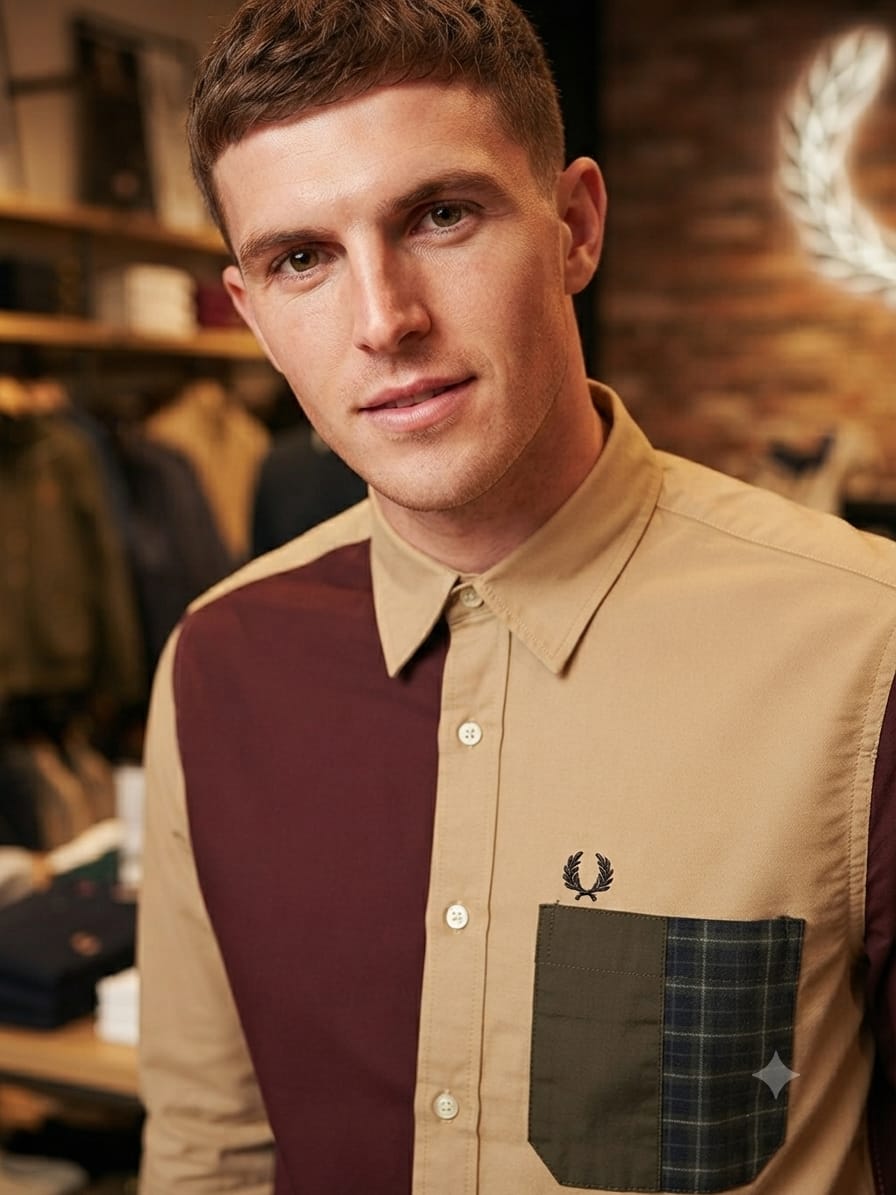 Premium Fred Perry wine embroidered logo cotton shirt
