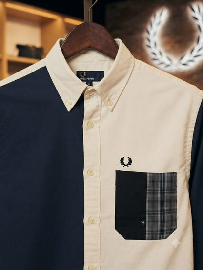 Premium Fred Perry navy embroidered logo cotton shirt
