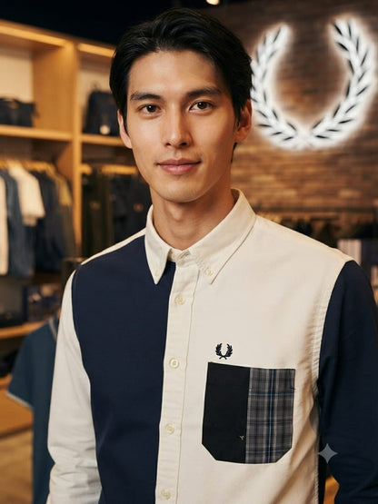 Fred Perry navy regular fit shirt for business casual and office wear
