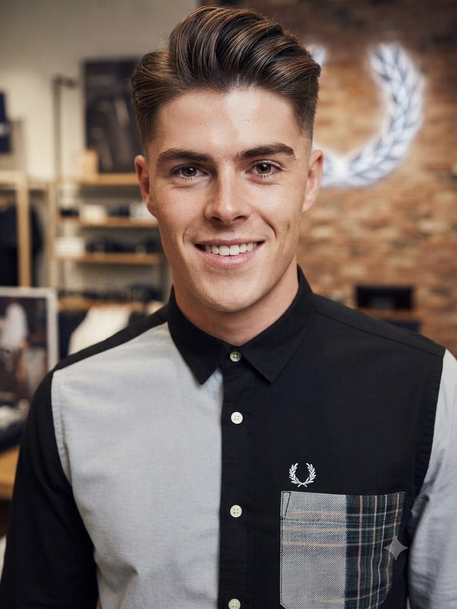 Premium Fred Perry grey embroidered logo cotton shirt

