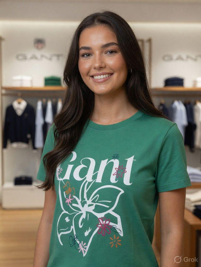 GANT teal green premium cotton Lycra T-shirt for women
