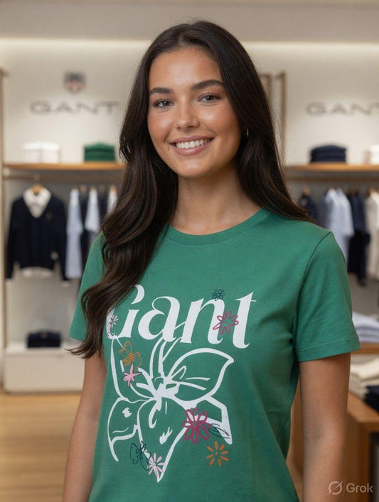GANT teal green premium cotton Lycra T-shirt for women
