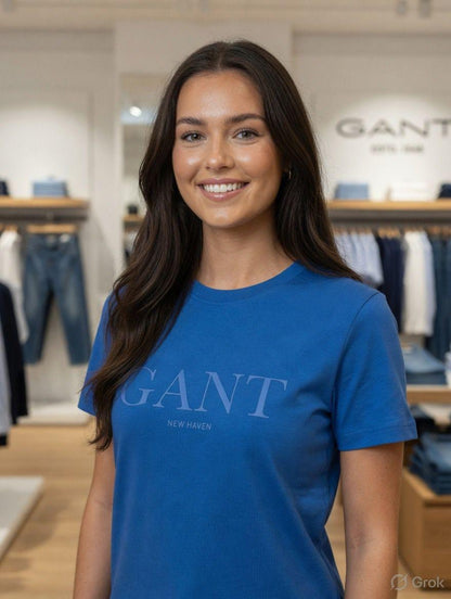 GANT blue premium cotton Lycra T-shirt for women
