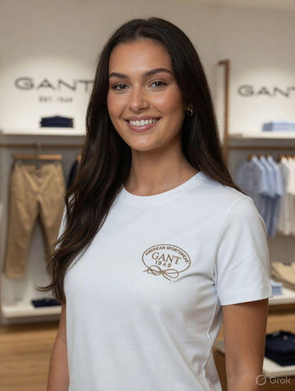 GANT white regular fit designer women's tee
