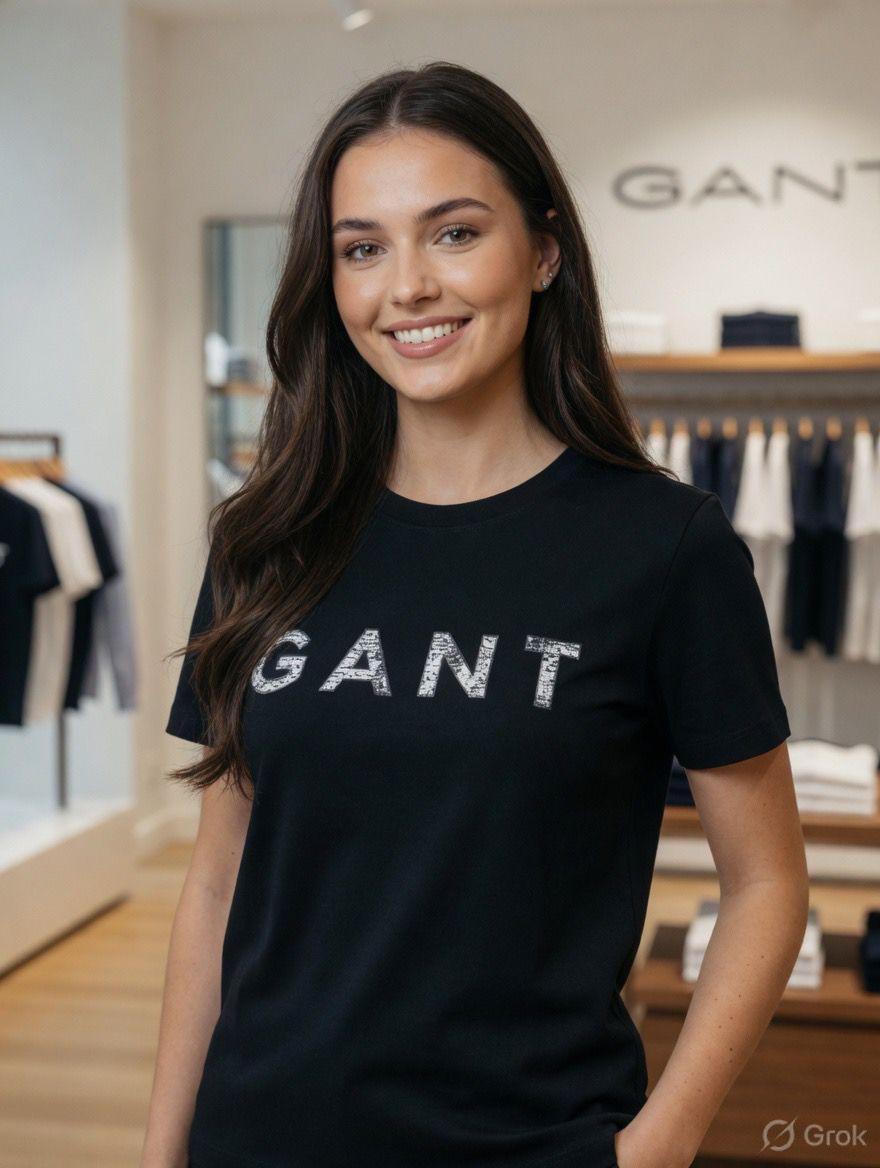 GANT black premium cotton Lycra T-shirt for women
