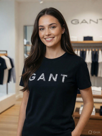 GANT black premium cotton Lycra T-shirt for women
