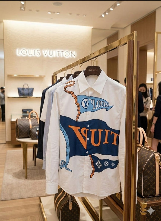 Louis Vuitton white imported cotton regular fit shirt for men
