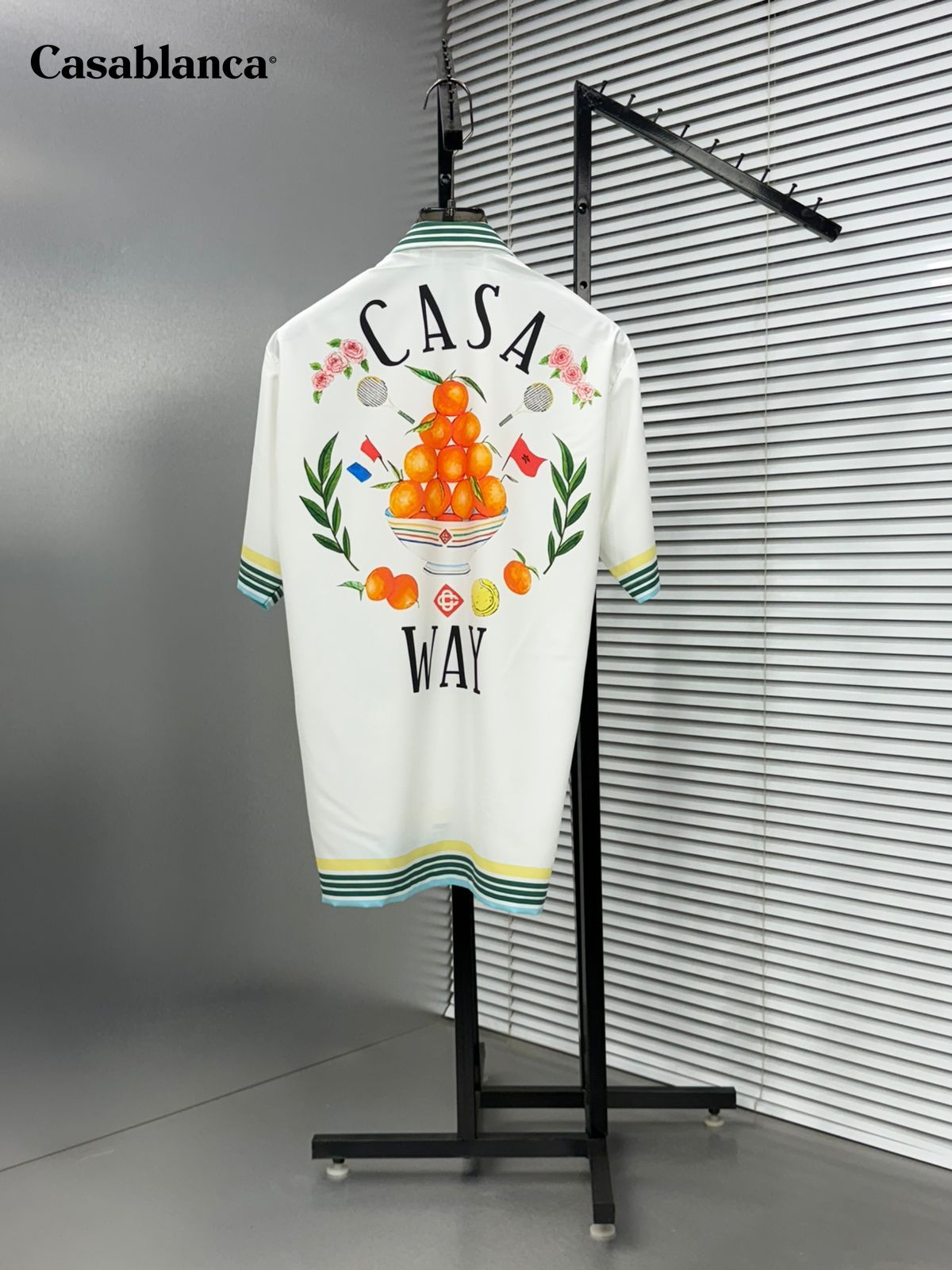 Casablanca green Cuban collar Hawaiian shirt back view