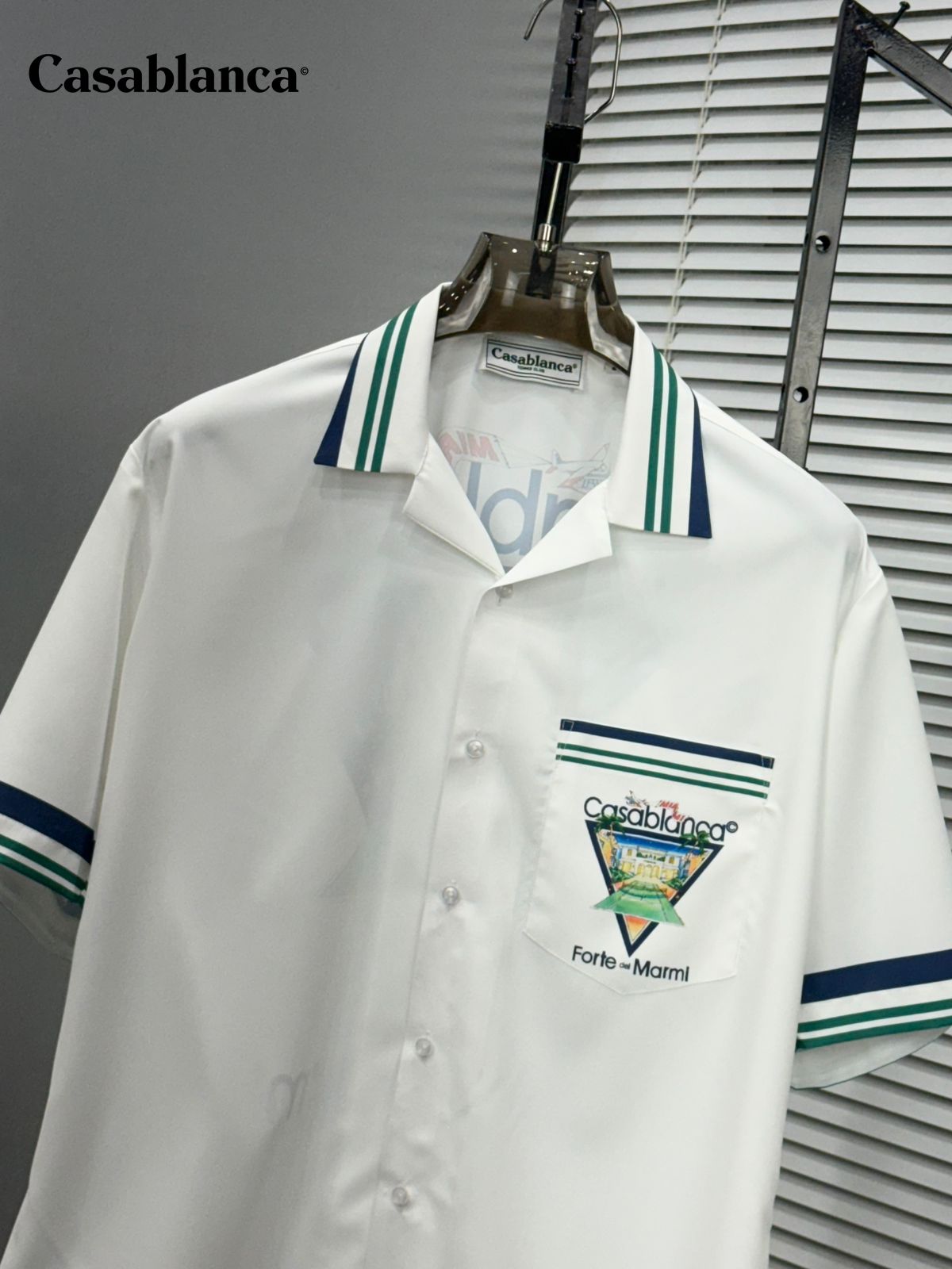 Casablanca navy premium Cuban collar resort shirt for men
