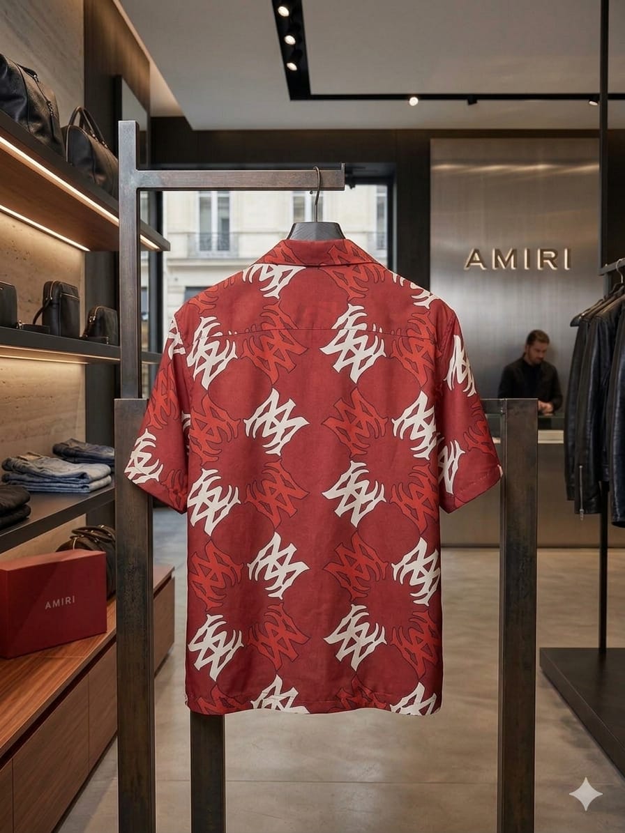 Men's Amiri red regular fit Cuban collar shirt
