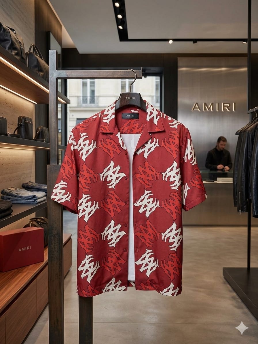 Amiri red Cuban collar shirt for men
