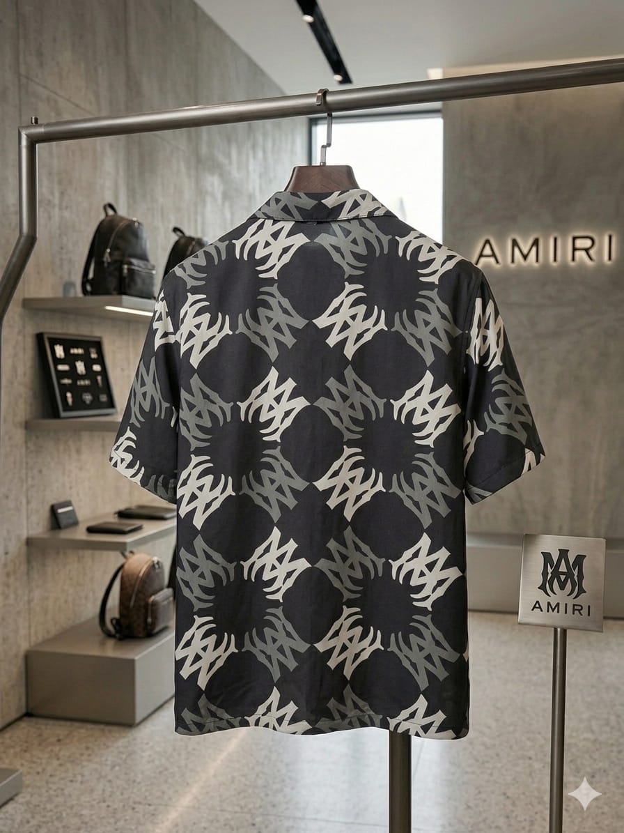 Men's Amiri black regular fit Cuban collar shirt
