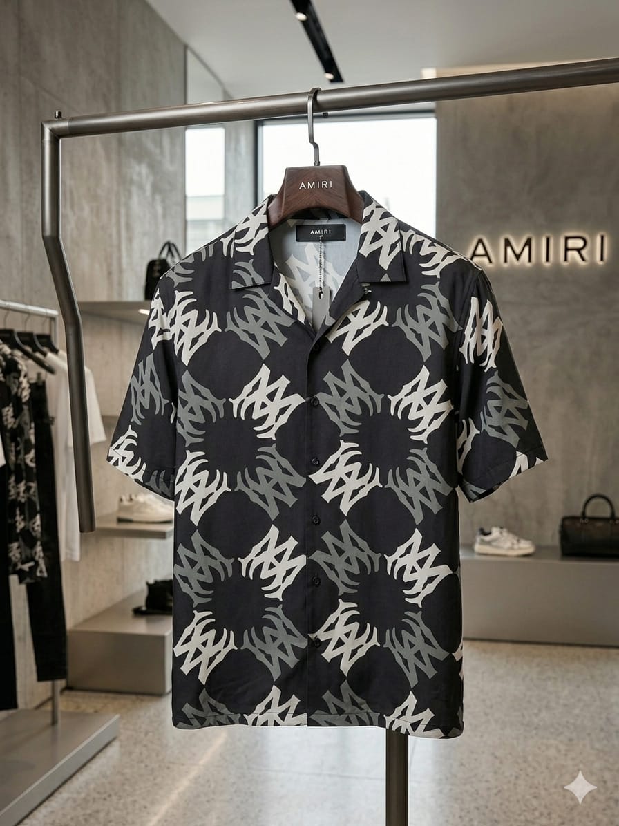 Amiri black Cuban collar shirt for men
