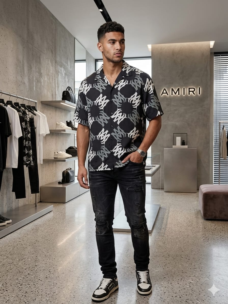 Amiri black premium imported Japanese fabric shirt
