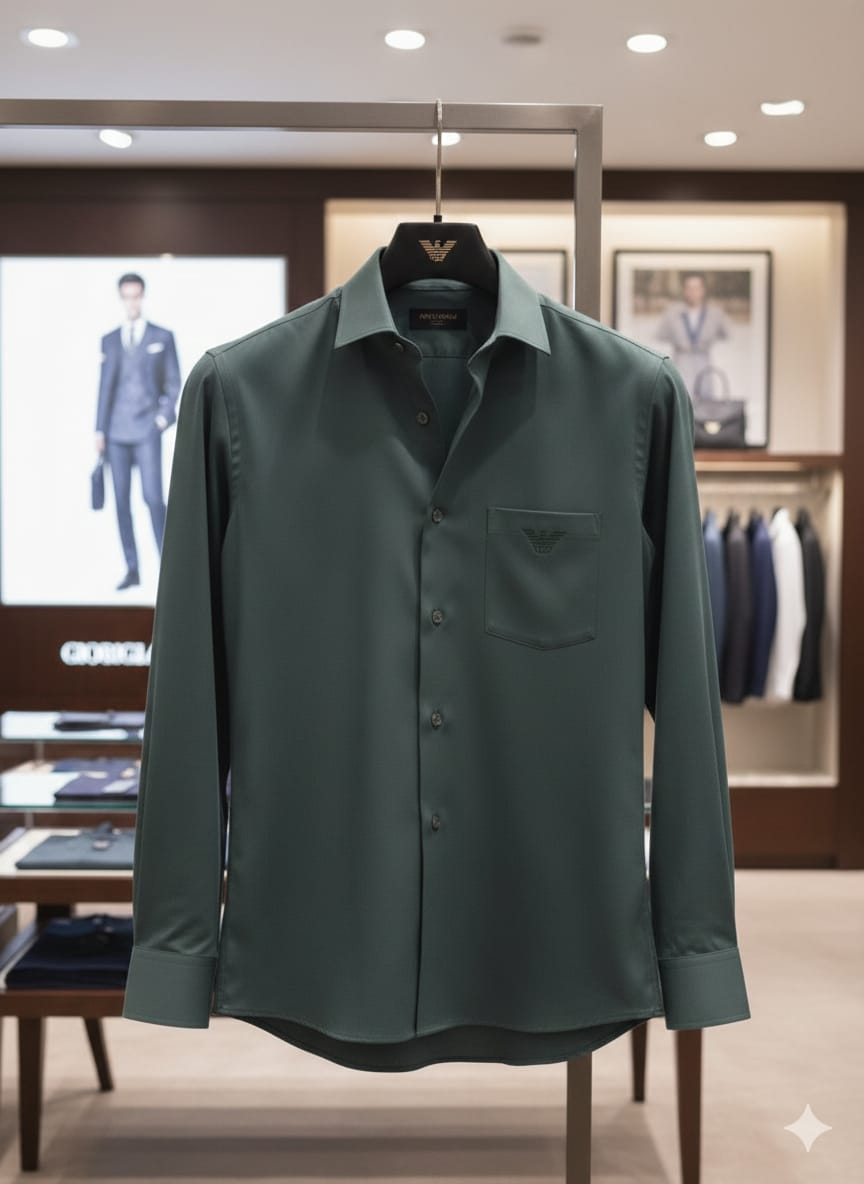Armani teal blue premium Raymond cotton shirt for men
