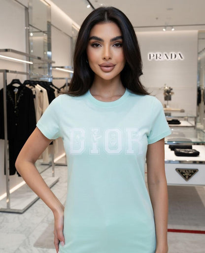 Dior light green premium Italian cotton T-shirt for women
